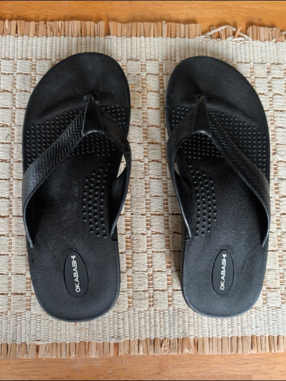 Okabashi Surf Flip Flop Sandals Black Sz Large (Mens' 7.5-8.5, Womens' 9.5-10.5)